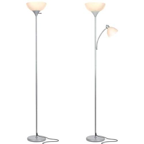 Brightech Sky Dome Bundle - Bright LED Torchiere Lamp & Reading Floor Lamp - Dimmable Modern Standing Lamp Set - Tall Pole Lamps Perfect for Offices, Living Rooms – Silver