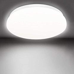 DLLT 20W Led Flush Mount Ceiling Lighting Fixture, Modern Round Close to Ceiling Lights IP44 6000K Daylight White for Bathroom, Hallway, Kitchen, Balcony, Laundry Room, 10in., 1650Lm