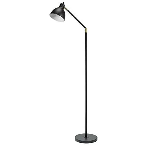 Catalina Lighting 20093-001 Modern Adjustable Metal Floor Lamp with Brass Accents for Living, Family Room, Office, Dorm, Bedroom, 54.5'', Classic Black