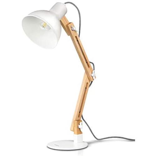 Tomons Swing Arm Desk Lamp, Wood LED Table Lamp, Reading Lights for Office, College Dorm, Living Room, Bedroom, Study, Bedside Nightstand Adjustable Lamp with 4W LED Bulb