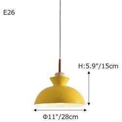 STGLIGHTING Swag Plug-in Pendant Light Wooden Handle Pendant Light with 15ft Plug-in UL On/Off Dimmer Switch Cord Macaron Yellow Lampshade Loft Style Lamps for Dining Room Bulbs Not Included