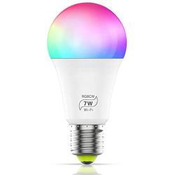 Smart WiFi Light Bulb No Hub Required, 7W E26 RGBCW LED Smart LED Bulb Dimmable Multicolor for Room, Compatible with Alexa Google Home and Siri, 60w Equivalent, 1 Pack