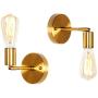 JHLBYL 2-Pack Industrial Vintage Wall Sconce 180 Degree Adjustable Wall Light for Bathroom Vanity, Brass