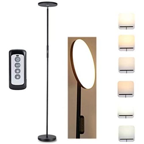 LONGBRITE LED Torchiere Floor Lamp, Dimmable Modern Reading Tall Standing Uplight Lamps for Living Room Bedroom, Touch and Remote Control Led Floor Lights, 3 Color Temperatures, Stepless Dimming, 30W LONGBRITE LED Torchiere Floor Lamp, Dimmable Modern Reading Tall Standing Uplight Lamps for Living Room Bedroom, Touch and Remote Control Led Floor Lights, 3 Color Temperatures, Stepless Dimming, 30W