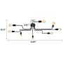 SUSUO Lighting Edison Style Simplicity Close to Ceiling Chandelier Wrought Iron Flushmount Linear Ceiling Light for Living Room,Kitchen,Dining Room - Black Finish,8 Heads