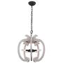 Farmhouse Cottage 4-Light Candle Wood Chandelier, French Country Wooden Light Fixture Wood Pendant Ceiling Light for Dining Room, Living Room, Foyer, Hall, Restaurant - Distressed White