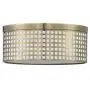2 Light 10'' Metal Square Grid Antique Brass Finish semi Flush Mount Ceiling Light, Chandelier for Living Room Dining Room Bedroom