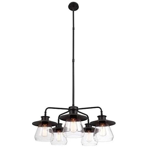 Nate 5-Light Chandelier, Oil Rubbed Bronze, Clear Glass Shades,60471