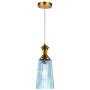 SYDTOP Modern Blue Glass Pendant Light with Cylindrical Shape Brushed Brass Mini Hanging Light Fixture 1-Light Seeded Glass Pendant Lighting for Kitchen Island Counter Loft Bar Shop