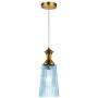 SYDTOP Modern Blue Glass Pendant Light with Cylindrical Shape Brushed Brass Mini Hanging Light Fixture 1-Light Seeded Glass Pendant Lighting for Kitchen Island Counter Loft Bar Shop