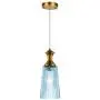 SYDTOP Modern Blue Glass Pendant Light with Cylindrical Shape Brushed Brass Mini Hanging Light Fixture 1-Light Seeded Glass Pendant Lighting for Kitchen Island Counter Loft Bar Shop