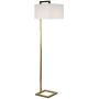 Henn&Hart FL0330 Modern Angular Lines in A Brass Finish, with White Linen Square Shade, for Living Room, Bedroom, Office Contemporary Minimalist Floor Lamp, Gold