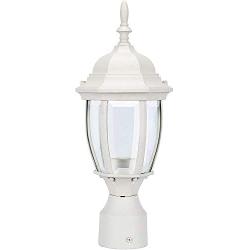 LIT-PaTH Outdoor Post Light Pole Lantern Lighting Fixture with One E26 Base Max 100W, Aluminum Housing Plus Glass, Matte White Finish