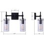 Effimero Black Bathroom Vanity 2 Light Fixture - Modern Over Mirror Lighting with Clear Glass Shades