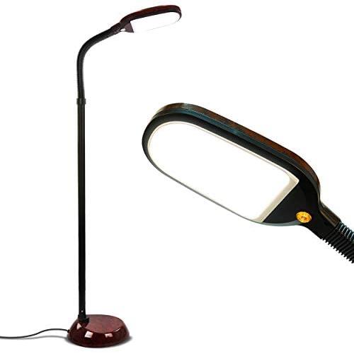 Brightech Litespan LED Bright Reading and Craft Floor Lamp - Modern Standing Pole Light & Gooseneck - Dimmable, Adjustable Task Lighting Great in Sewing Rooms, Bedrooms - Havana Brown