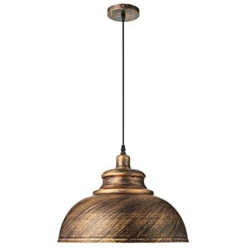 KWOKING Lighting Industrial Vintage 1-Light Pendant Lights Hanging Lights Ceiling Lamp Indoor Lighting Chandelier with Metal Shade in Antique Bronze Finish 11.81inch