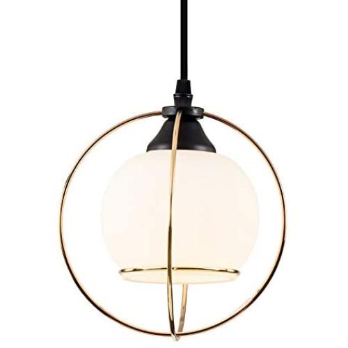 SOZOMO Industrial Modern Style 1-Light Pendant Mini Glass Shade with Cross Glod Metal Wire Pendant Light for Kitchen Island Bars Bedroom, Living Room, Dining Room Hotel Dining Room Light