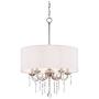 Georgiana Brushed Nickel Pendant Chandelier 20 1/4'' Wide Modern Clear Crystal Off White Drum Shade 5-Light Fixture Dining Room House Island Entryway Bedroom Living Room - Possini Euro Design