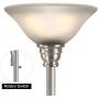 Oneach Ronald Torchiere Floor Lamp with Reading Light Silver Metal Standing Mother/Daughter Torch Lamps with Frosted Glass Shade for Living Room, Bedroom, Nickel Plated Finish