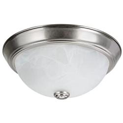 Aspen Creative 63013-1 Two-Light Flush Mount In Brushed Nickel with White Alabaster Glass Shade,11'' DIAMETER