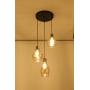 KALRI Vintage Kitchen Island Cognac Glass Chandelier Pendant Lighting Fixture with 3-Light, Antique Black Finish Ceiling Lights for Dining Room, Cafe, Bar (Style2-3)