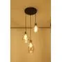 KALRI Vintage Kitchen Island Cognac Glass Chandelier Pendant Lighting Fixture with 3-Light, Antique Black Finish Ceiling Lights for Dining Room, Cafe, Bar (Style2-3)