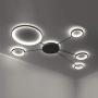 LITFAD Sputnik LED Flush Mount Ceiling Light Fixture with Ring Shade Post Modern Silicon Gel Ceiling Lamp Wall Light Fixtures in Black for Dinning Room Bedroom Living Room - White Light