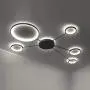 LITFAD Sputnik LED Flush Mount Ceiling Light Fixture with Ring Shade Post Modern Silicon Gel Ceiling Lamp Wall Light Fixtures in Black for Dinning Room Bedroom Living Room - White Light