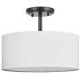 Off White Fabric Drum Shade semi Flush Mount Ceiling Led Light PS Diffuser with Oil Rubbed Bronze Finish, Chandeliers Shade for Bar, Dining Room, Corridor,Living Room.16'' 3 Light