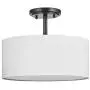 Off White Fabric Drum Shade semi Flush Mount Ceiling Led Light PS Diffuser with Oil Rubbed Bronze Finish, Chandeliers Shade for Bar, Dining Room, Corridor,Living Room.16'' 3 Light