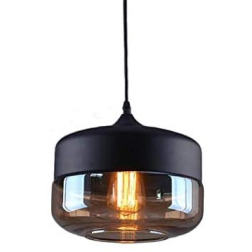 NAANN Industrial Pendant Light, Vintage Glass Hanging Lamp, Black Retro Modern Indoor Lighting Fixtures for Kitchen Island Farmhouse Dining Room Hallway Edison E26 Base