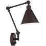 Wray Modern Industrial Up Down Swing Arm Wall Lights Set of 2 Lamps Dark Bronze Sconce for Bedroom Reading - 360 Lighting