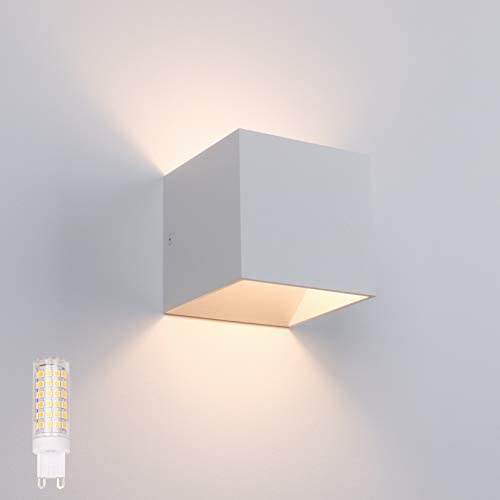 Ralbay Modern LED Wall Sconce Aluminum 9W Up and Down Indoor Wall Light for Living Room Bedroom Hallway Conservatory 3000K Warm White with G9 Bulb