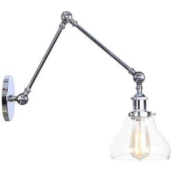 JMFHCD Swing Arm Wall Light Adjustable Wall Sconce Industrial Vintage Wall Lamp E26/E27 Base Reading Lamp for Bedroom Bookcase Dining Room Restaurant, Chrome,G