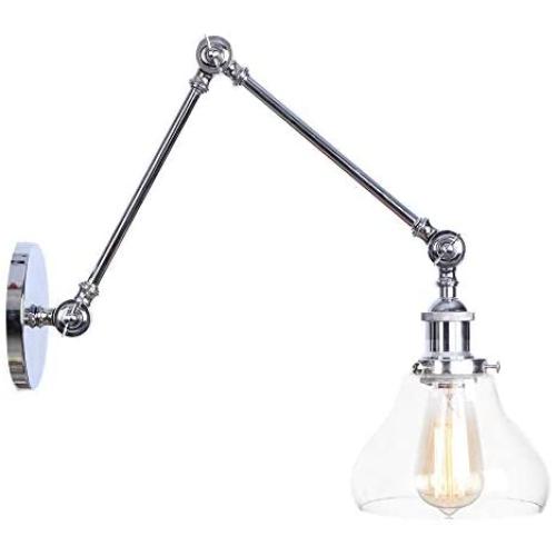 JMFHCD Swing Arm Wall Light Adjustable Wall Sconce Industrial Vintage Wall Lamp E26/E27 Base Reading Lamp for Bedroom Bookcase Dining Room Restaurant, Chrome,G