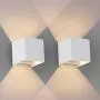OOWOLF Sconce Set of 2 LED Wall Lamp, 3000K Warm White Up and Down Outdoor Indoor, Waterproof IP65 Aluminum LED Wall Lighting, Replaceable G9 LED Bulb, 100V-240V for Bathroom, Hallway, Patio White
