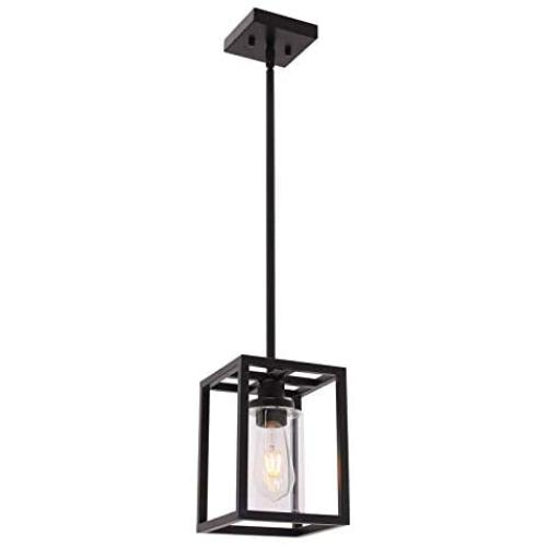 VINLUZ 1 Light Mini Classic Black Farmhouse Glass Pendant Lighting Metal Hanging Fixture with Clear Glass Shade for Entryway Dining Room Kitchen Foyer Corrider VINLUZ 1 Light Mini Classic Black Farmhouse Glass Pendant Lighting Metal Hanging Fixture with Clear Glass Shade for Entryway Dining Room Kitchen Foyer Corrider
