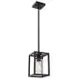 VINLUZ 1 Light Mini Classic Black Farmhouse Glass Pendant Lighting Metal Hanging Fixture with Clear Glass Shade for Entryway Dining Room Kitchen Foyer Corrider