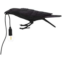 Table Lamp Vintage Crow, Designer Table Lamps for Living Room, Led Modern Art Decor Bedside Decor Wall Table Bedside Lamps Night Light for Bedroom Office College Dorm Reading (Black-B)