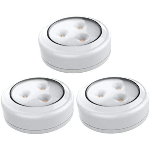 Brilliant Evolution BRRC133 Wireless LED Puck Light 3 Pack | LED Under Cabinet Lighting | Closet Light | Battery Powered Lights | Under Counter Lighting | Stick On Lights
