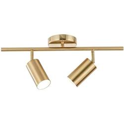 BOKT Flush Mount Ceiling Light 2 Heads Golden Track Lighting Fixture Modern Adjustable Ceiling Spotlight for Bedroom Living Room (2 Lights)