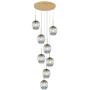 Adjustable Cluster Chandelier Modern Glass Shade Pendant Light Flush Mount Led Ceiling Light Fixture Hanging Lamp for Dining Room Staircase Balcony Blue 8 Lights