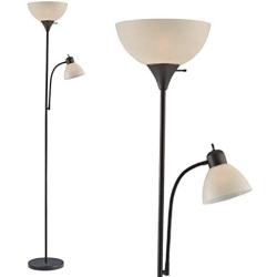 Adjustable Black Floor Lamp with Reading Light by Light Accents - Susan Modern Standing Lamp for Living Room/Office Lamp 72'' Tall - 150-watt with Side Reading Light Corner Lamp (Black)