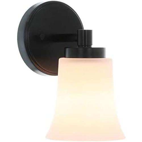 XiNBEi Lighting Wall Sconce, 1 Light Black Glass Vanity Wall Light for Bathroom & Hallway XB-W1235-1-MB