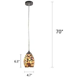 Artzone Pendant Light Natural Stone Mosaic Kitchen Island Lighting 1 Light Glass Mini Pendant Light for Dining Room Kitchen Porch