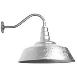 Large Gooseneck Barn Light | The Redondo Standard Warehouse Steel Dome on a Gooseneck | Modern Farmhouse Barn Lighting Made in America (16'' Gooseneck, Galvanized)