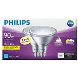 Philips LED Indoor/Outdoor Classic Glass Non-Dimmable PAR38 40-Degree Flood Light Bulb: 850-Lumen, 3000-Kelvin, 11-Watt (90-Watt Equivalent), E26 Base, Bright White, 8-Pack