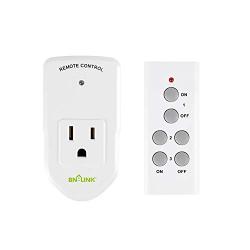 BN-LINK Wireless Remote Control Electrical Outlet Switch for Lights, Fans, Christmas Lights, Small Appliance, Long Range White 10A/1200W, 1 Remote + 1 Outlet