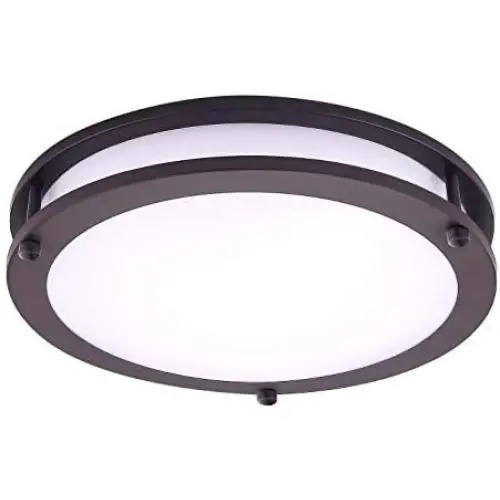 OSTWIN 12 Inch LED Flush Mount Ceiling Light, Dimmable Round Light Fixture, Oil Rubbed Bronze Finish, Plastic Shade, 20 Watts (120W Eq.), 1400 Lm, 5000K (Daylight), ETL and Energy Star Listed