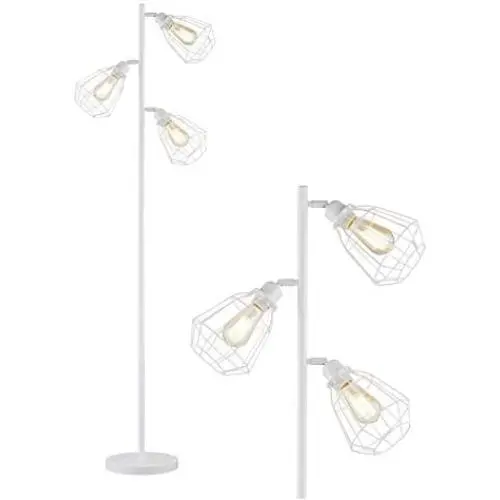 LeeZM Modern White Tree Floor Lamp Industrial Floor Lamps for Living Rooms Bedrooms Office with Bright Reading Lighting Farmhouse Rustic Vintage Standing Tall Lamp Stand Up Lamp 3 Bulbs Included LeeZM Modern White Tree Floor Lamp Industrial Floor Lamps for Living Rooms Bedrooms Office with Bright Reading Lighting Farmhouse Rustic Vintage Standing Tall Lamp Stand Up Lamp 3 Bulbs Included